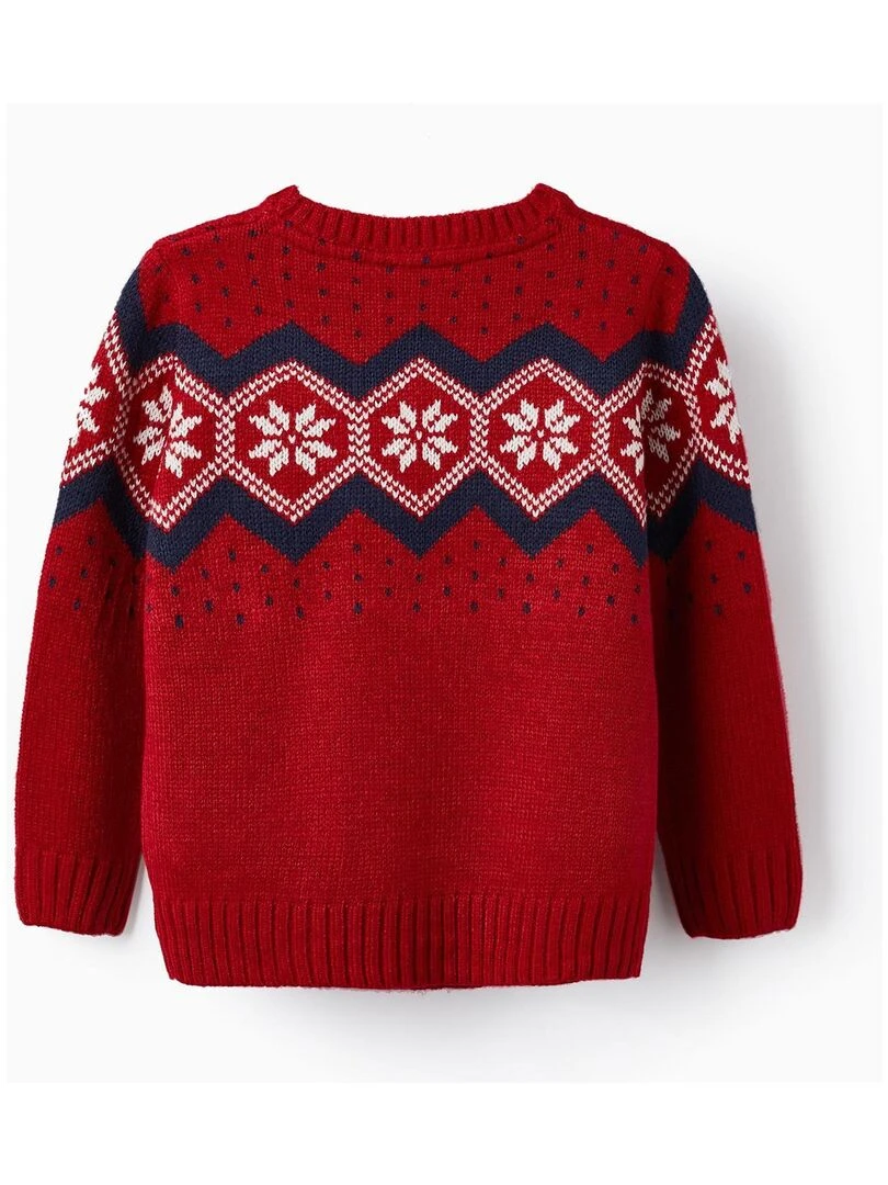 Pull en grosse maille à motif pour garçon NOËL Rouge