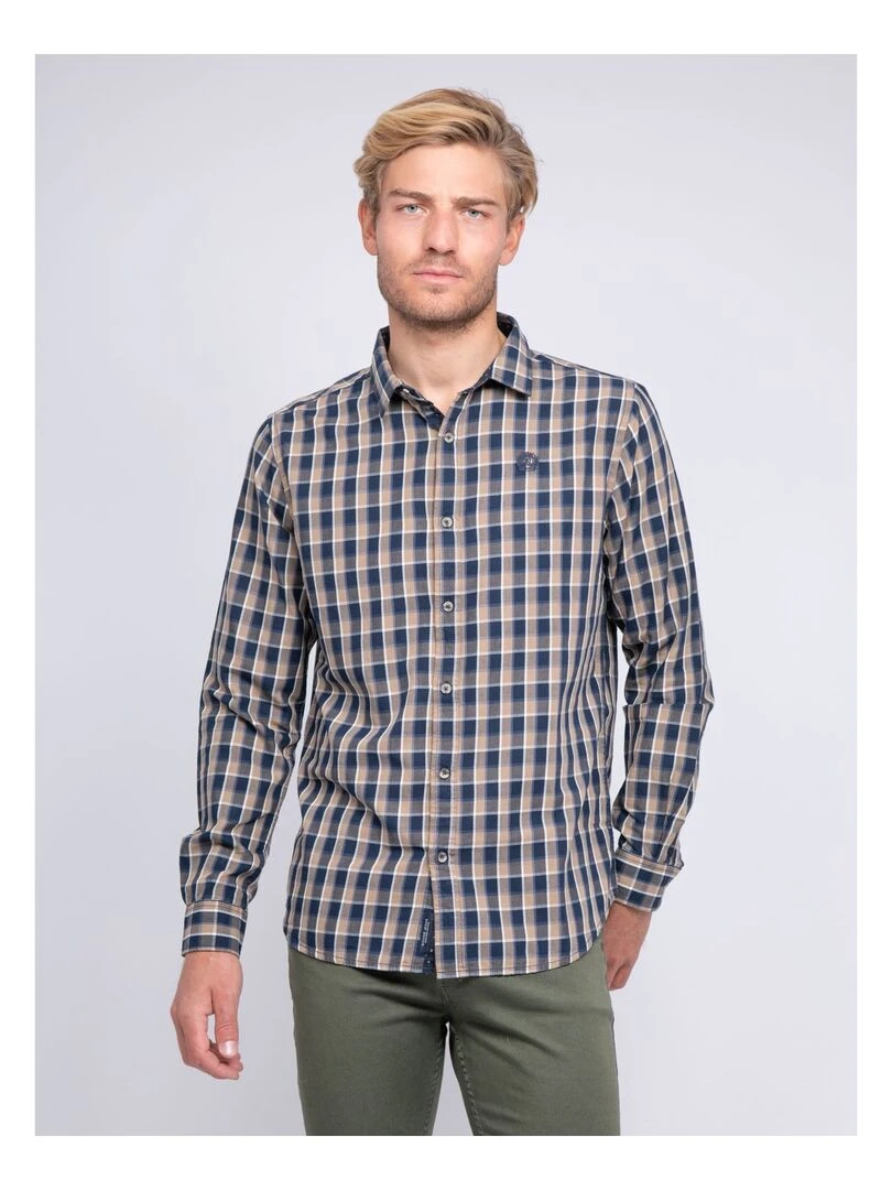 Chemise manches longues carreaux TRENOL Beige