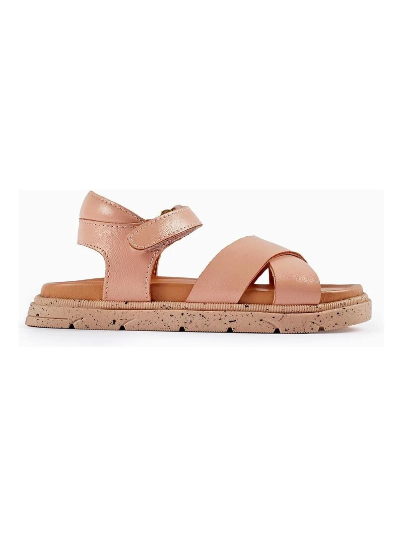 Sandales en Cuir pour Fille Rose