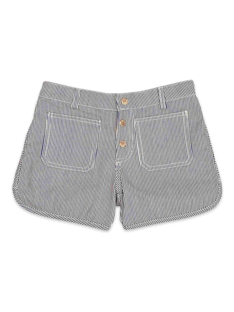 Short en jean rayé ZOÉ 'LA FAUTE A VOLTAIRE' Blanc Bleu marine Blanc