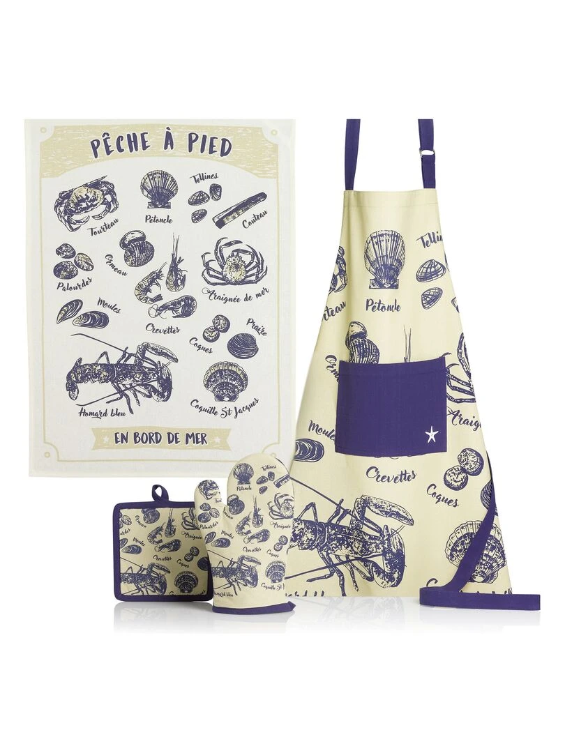 Manique de cuisine Peche a pied 18 x 18 cm Beige