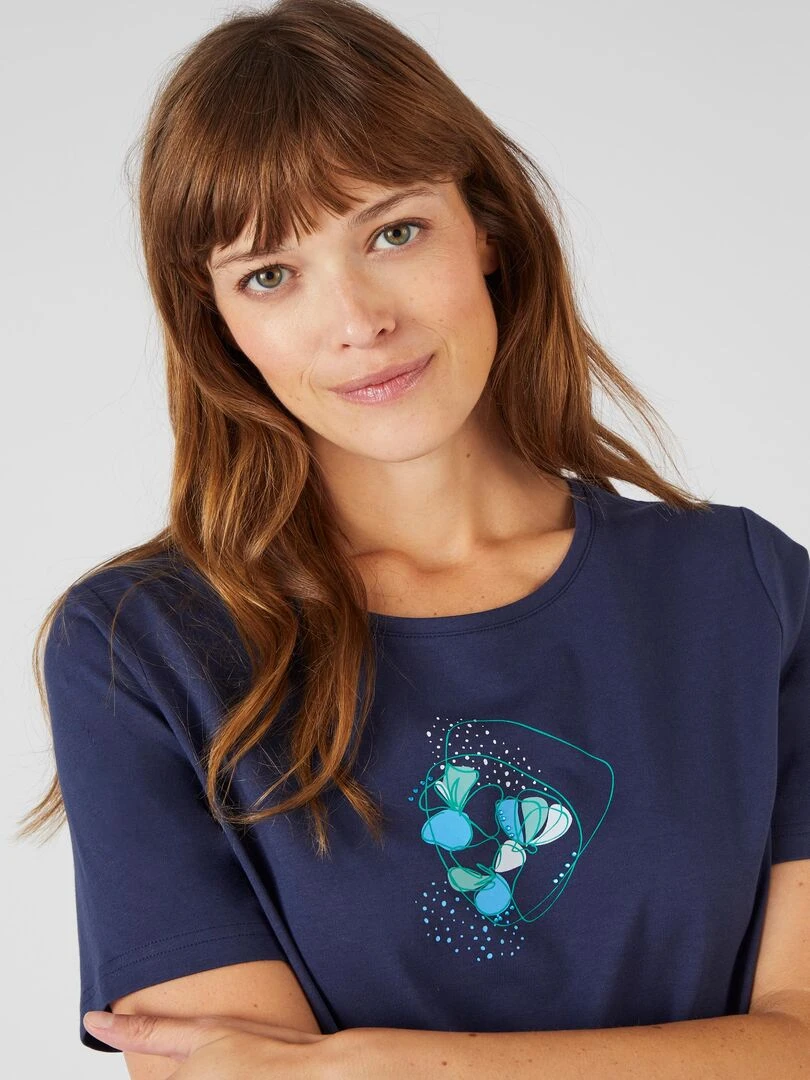 Tee shirt pur coton Damart Bleu marine