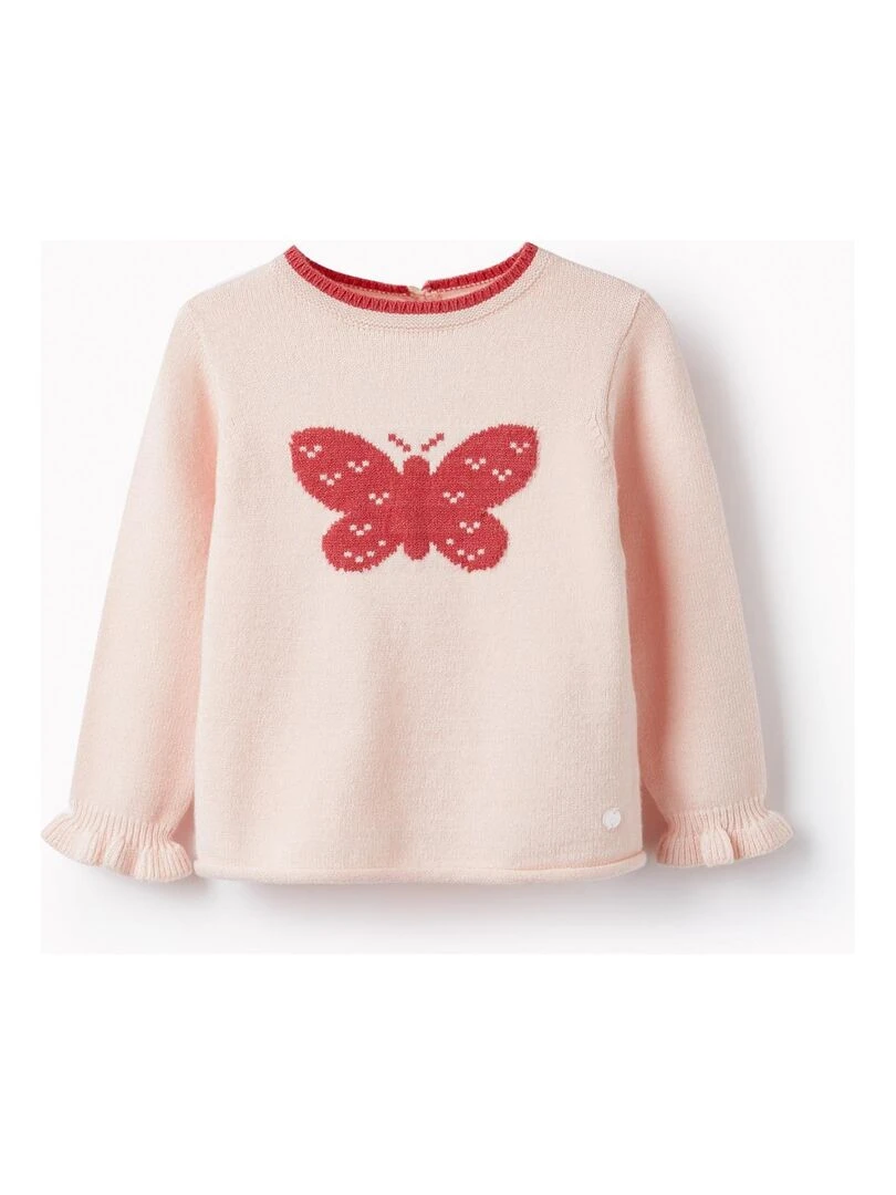 Pull en Maille pour Bébé Garçon 'Butterfly' SPRING BEGINS Rose clair