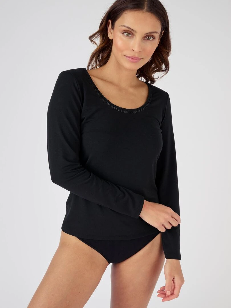 T shirt manches longues thermorégulant Evolutyl Damart Noir