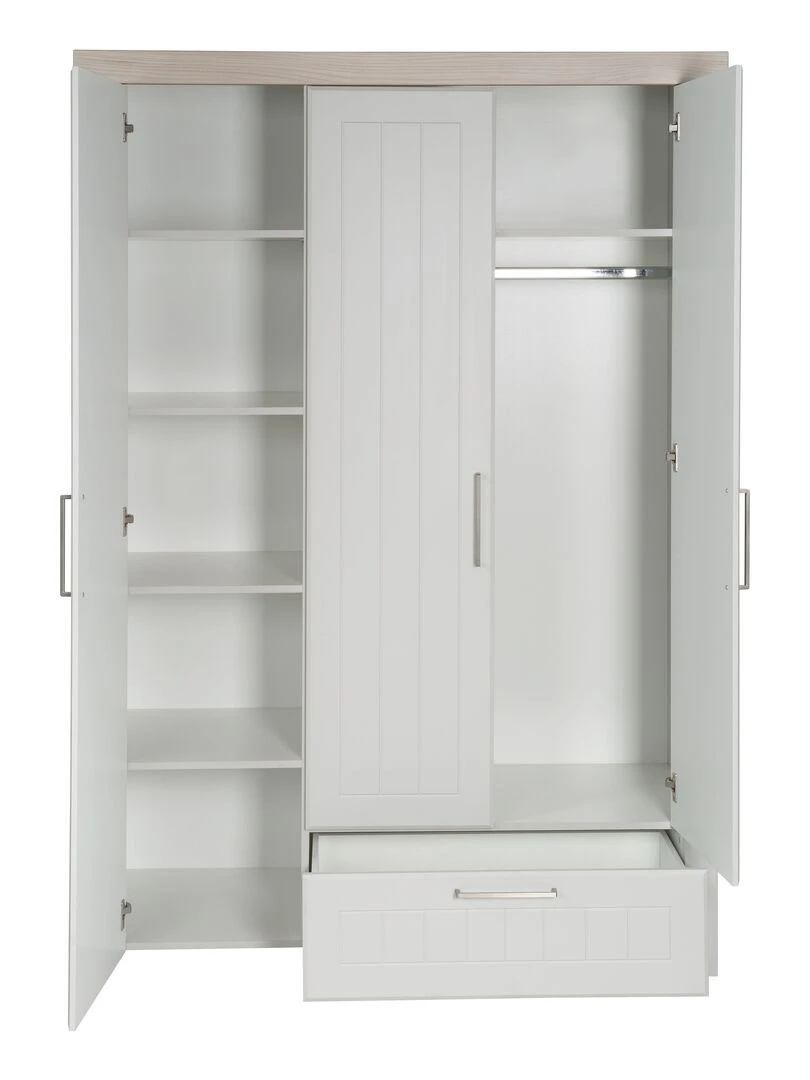 ROBA Armoire "Helene" 3 portes – technologie à fermeture progressive – gris clair / orme lunaire   Gris clair