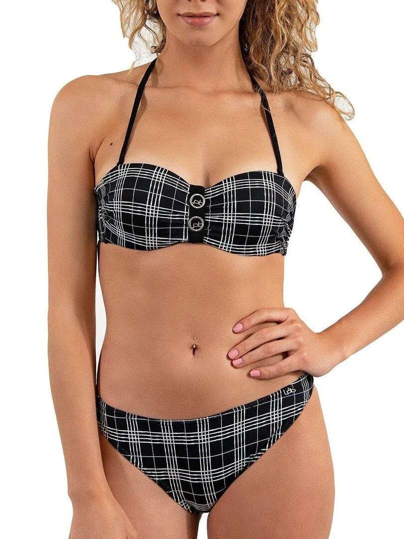 Haut de maillot de bain bandeau push up Retro Noir