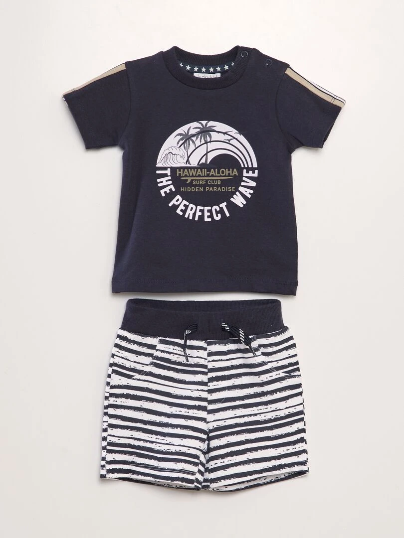 Ensemble t shirt + short Bleu