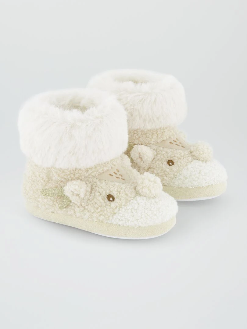 Bonnet avec pompon et fil brillant   beige