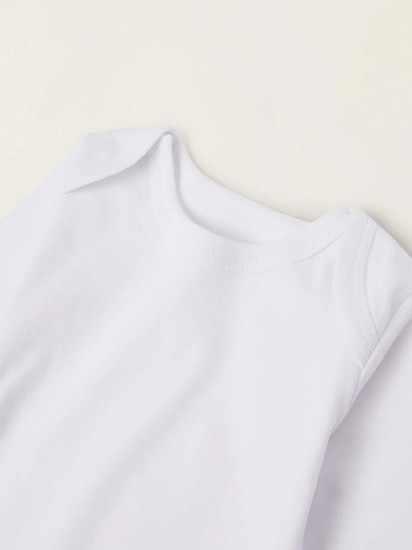 Pack 5 Bodies de Manches Longues pour Bébé et Nouveau Né manches longues ESSENTIALS LINE   Blanc