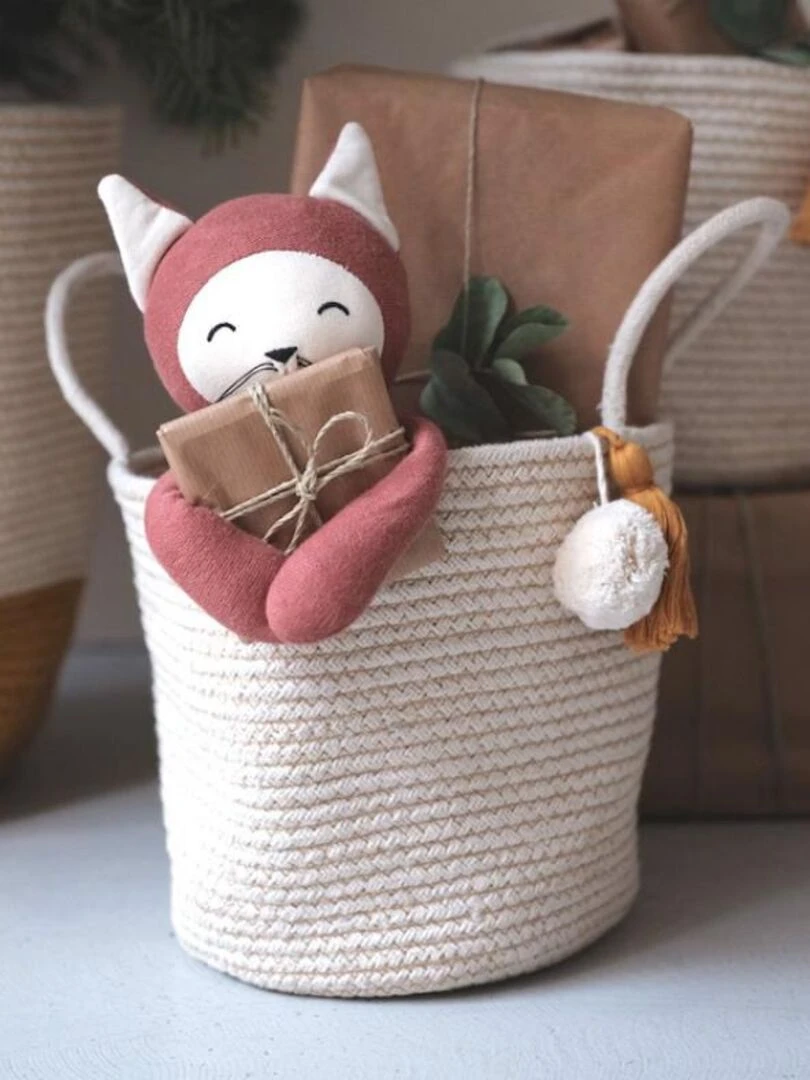 Peluche en coton bio renard argile Buddy (28 cm)   Rouge