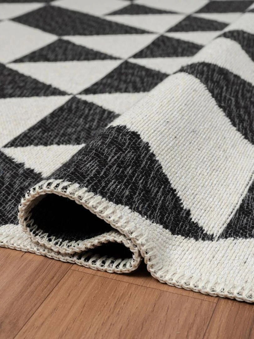 Tapis kilim BI REVERSIBLE en coton OEKO TEX®   Ecru
