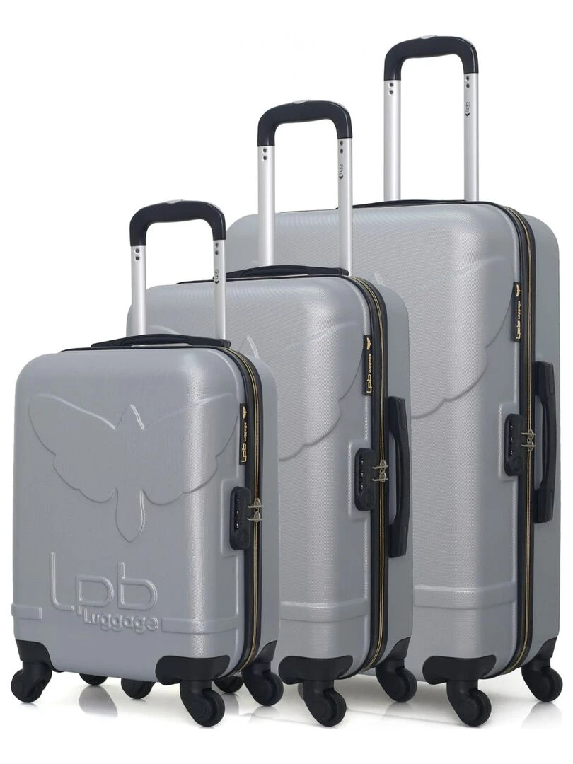 LPB LUGGAGE SET DE 3 ABS NORINE A 4 ROUES Gris