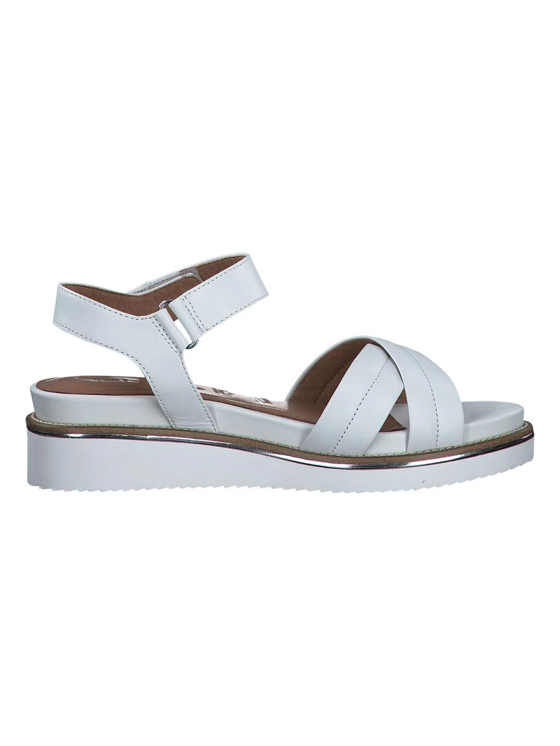 Sandale Plate Cuir Tamaris   Blanc