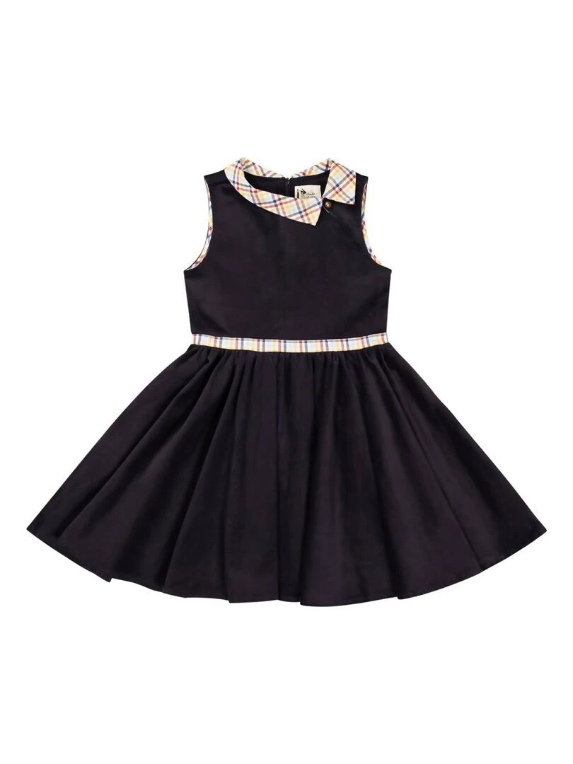 Robe qui Tourne Fille  Velours Bleu Marine  Col Claudine  HEPBURN   'LA FAUTE A VOLTAIRE'   Bleu marine