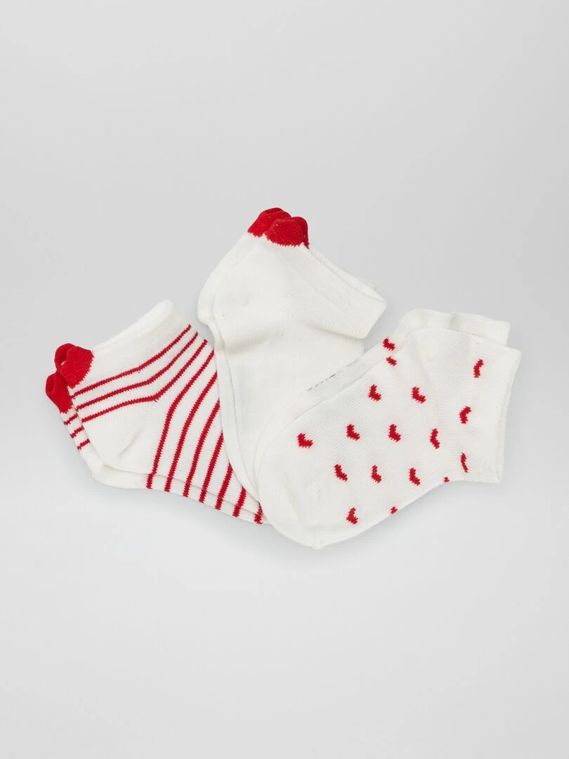Lot de 3 paires de chaussettes 'cœur' Blanc