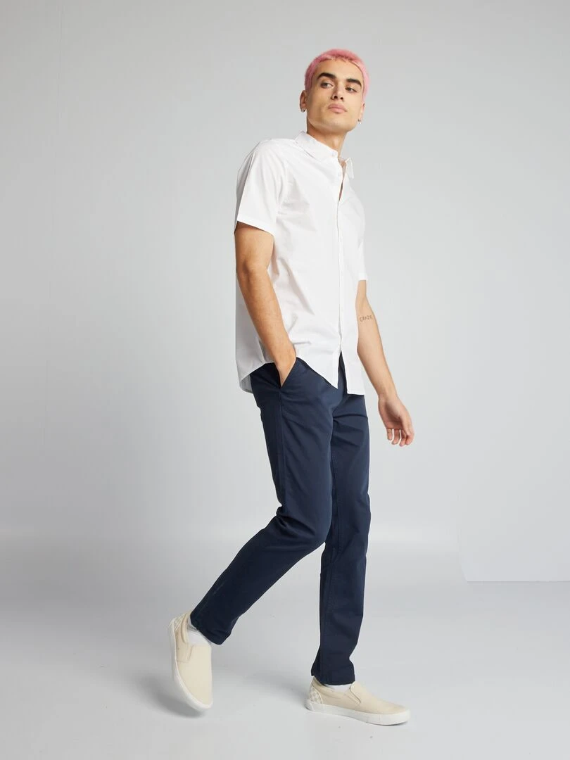 Pantalon chino uni Bleu