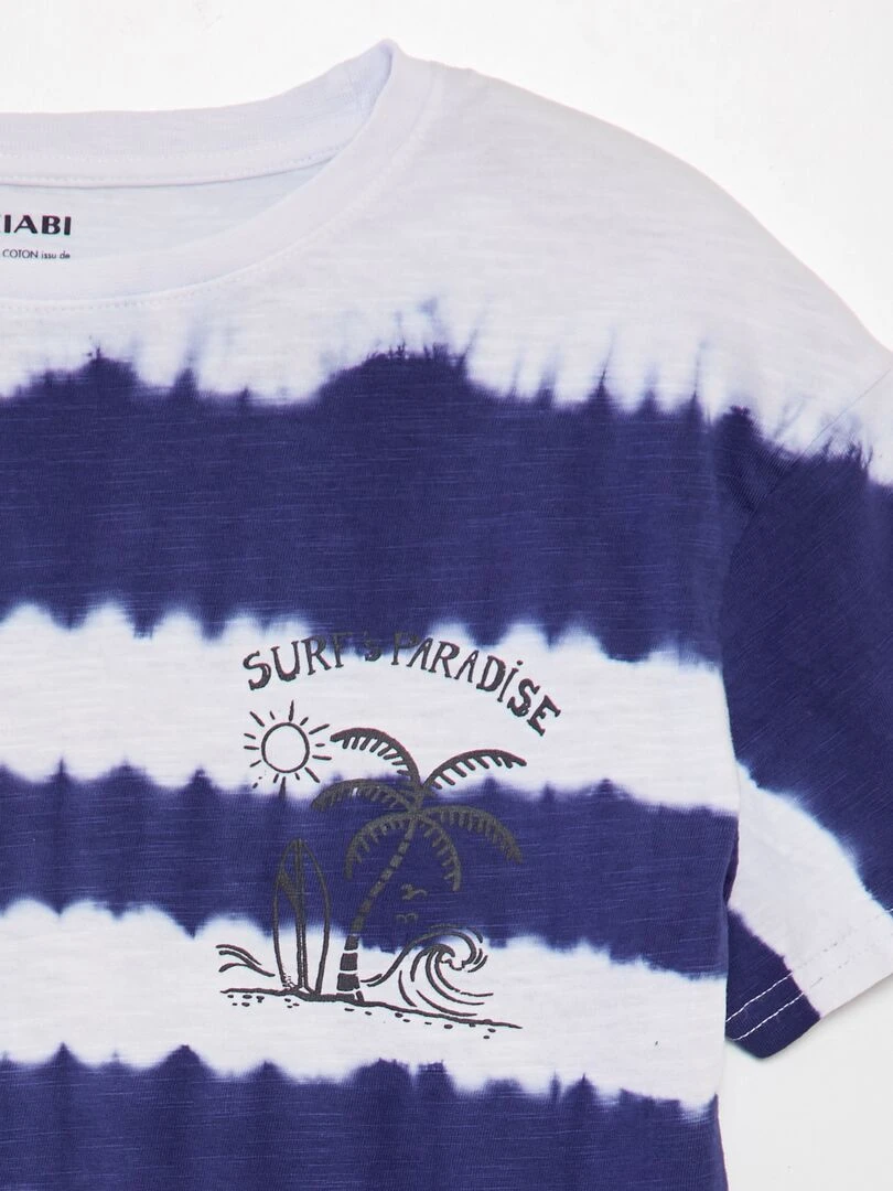 T shirt tye and dye animé Bleu
