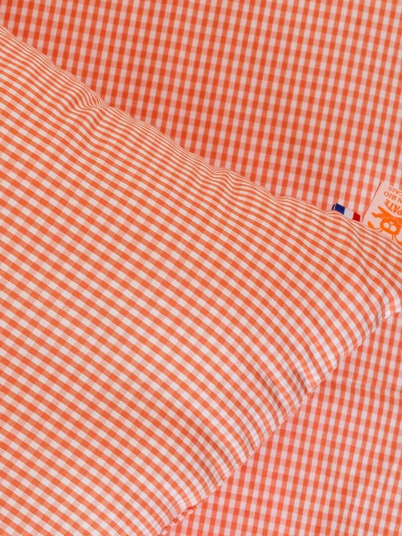 Coussin Rectangle En Coton Bio Vichy   Orange