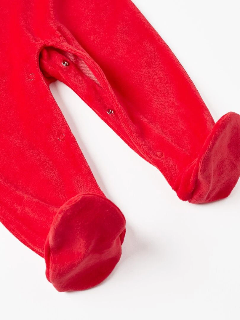 Grenouillère en velours avec nœud pour bébé fille 'Minnie'   MINNIE   Rouge