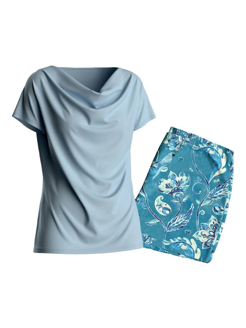 Ensemble pyjama court manches courtes   Bleu