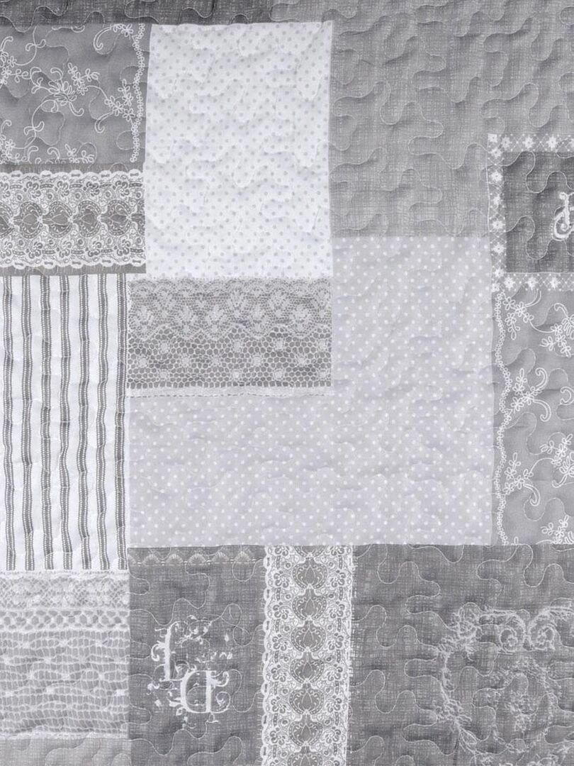 Boutis et Taies avec Imprimé Patchwork Romantique   Gris clair