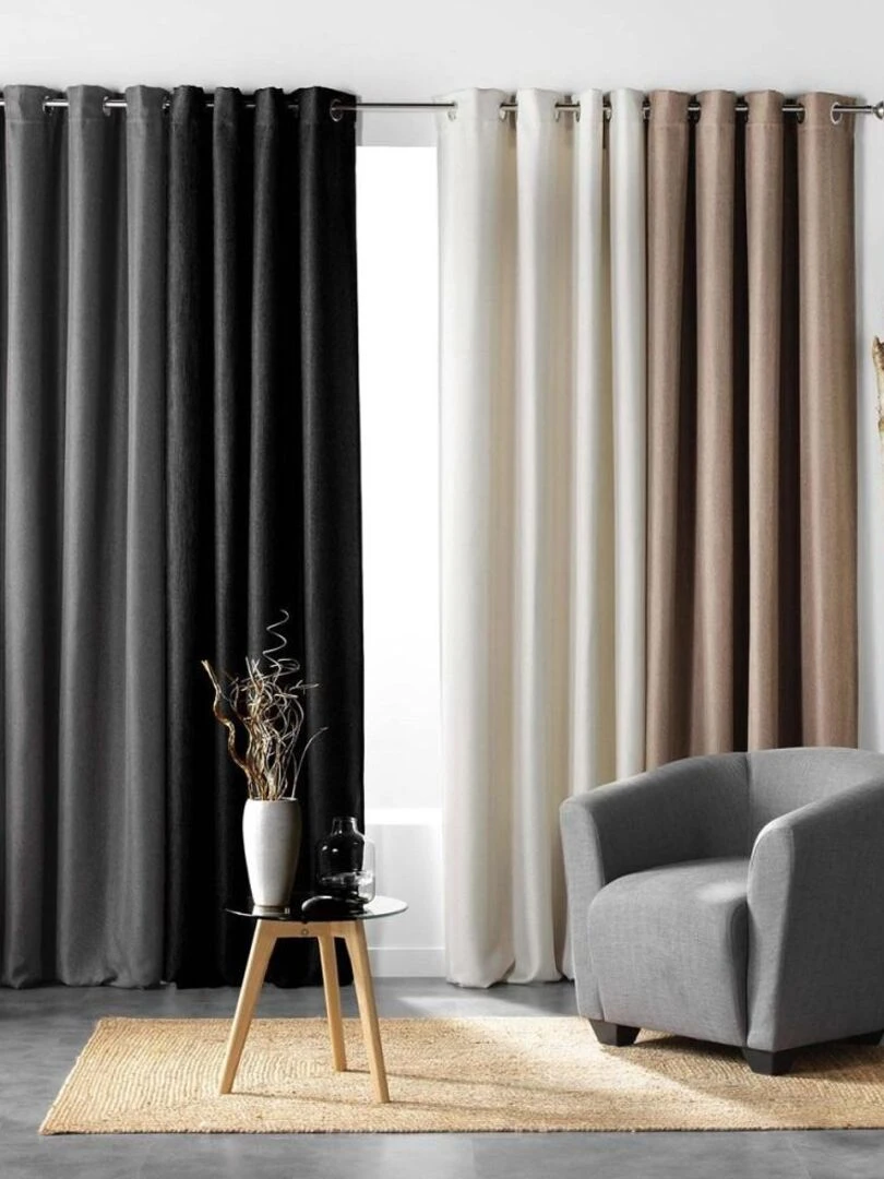 Rideau à œillets occultant tissé 135x240 cm Tramina naturel   Beige