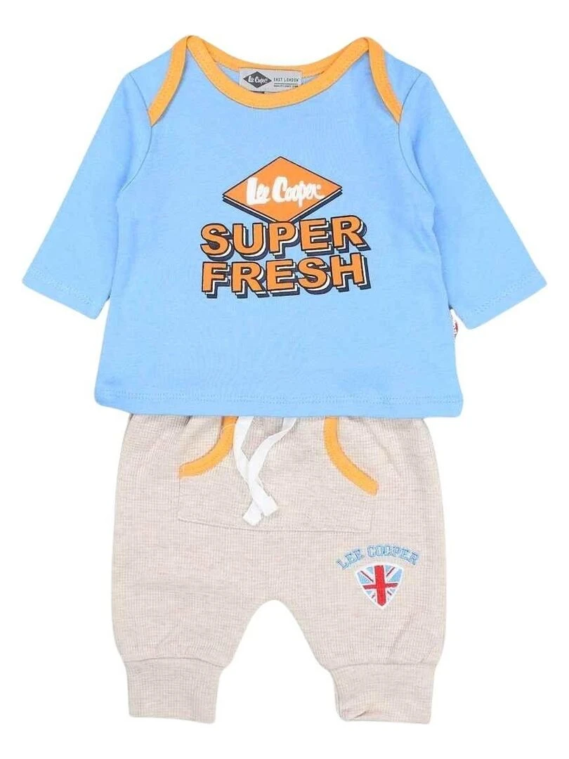 Lee Cooper   Ensemble ​​Body t shirt pantalon bébé garçon Imprimé Logo   Bleu