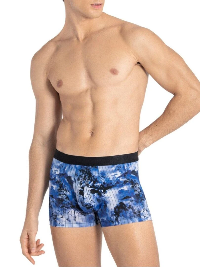 Boxer imprimé japonisant en lyocell Hiroki   Bleu