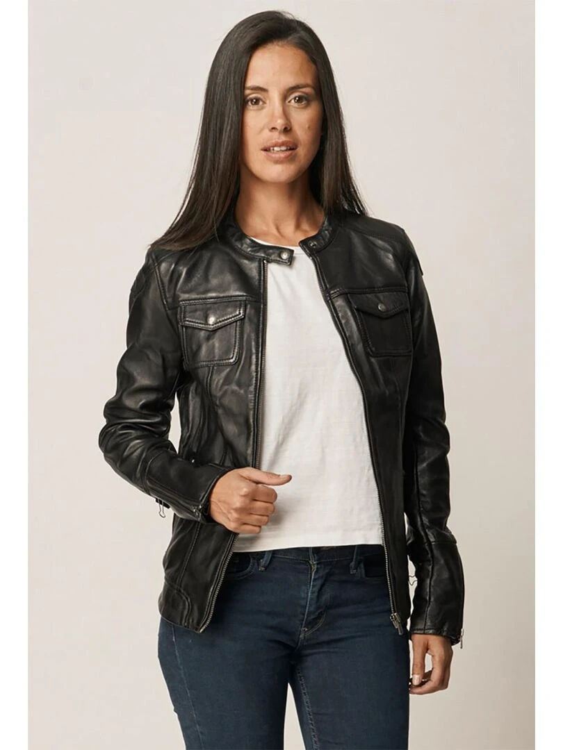 Lee Cooper Veste manches longues cuir regular fit BLANCHE Noir