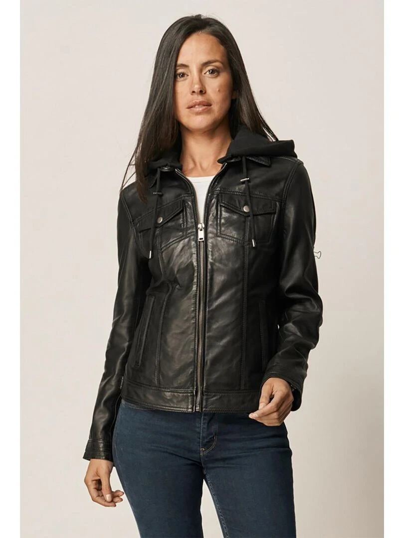Lee Cooper Veste manches longues cuir regular fit BAYA Noir