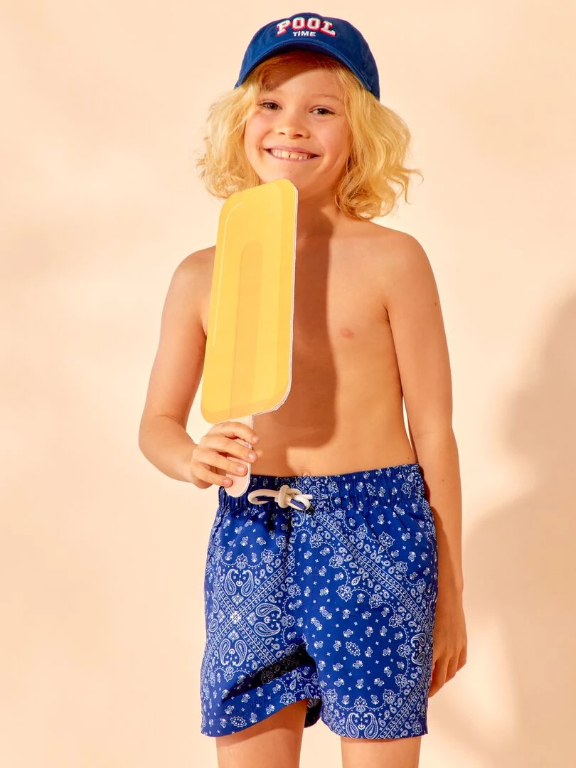 Short de bain imprimé Bleu électrique