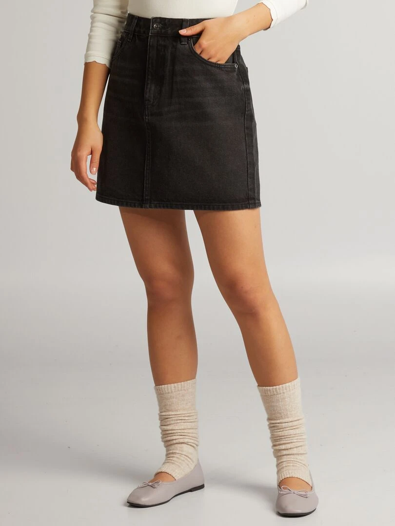 Jupe courte en denim   Noir