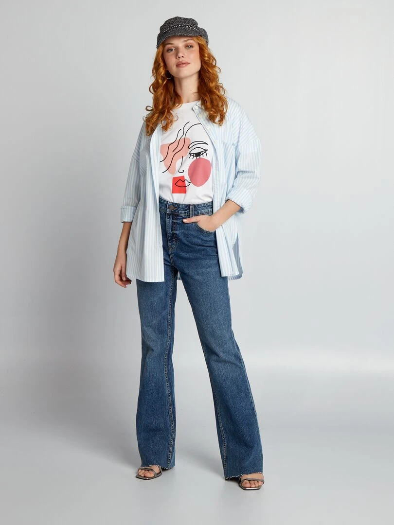 T shirt en jersey imprimé   Blanc 'visage'