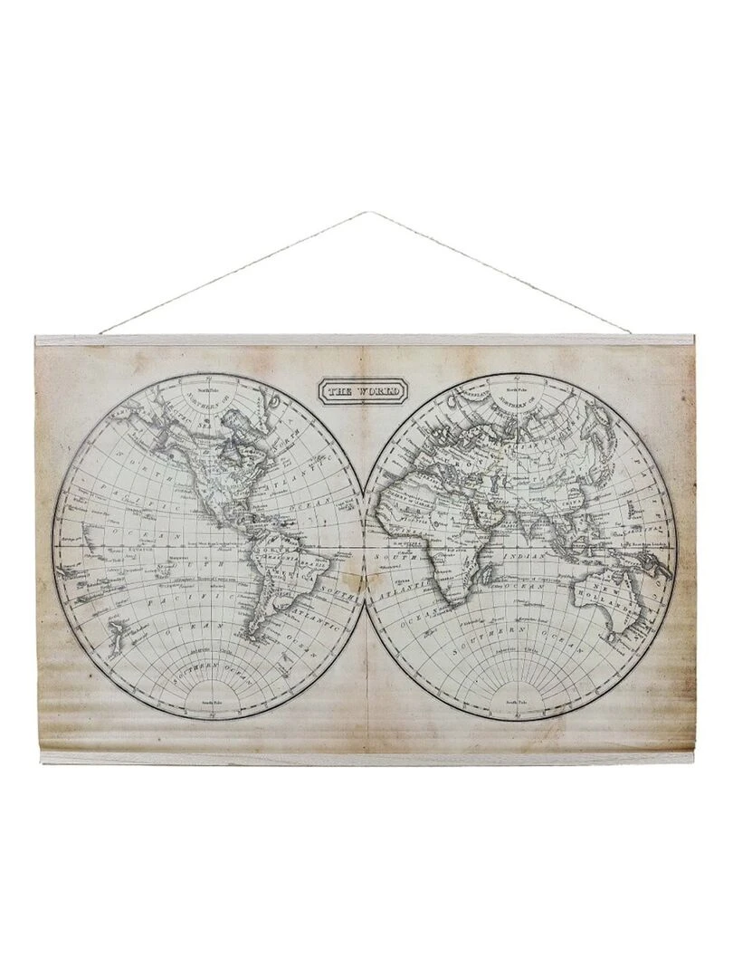 Tableau toile Mappemonde Blanc