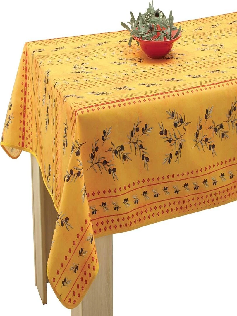 Nappe Anti taches Olivettes Jaune Carrée 150 x 150 cm Jaune