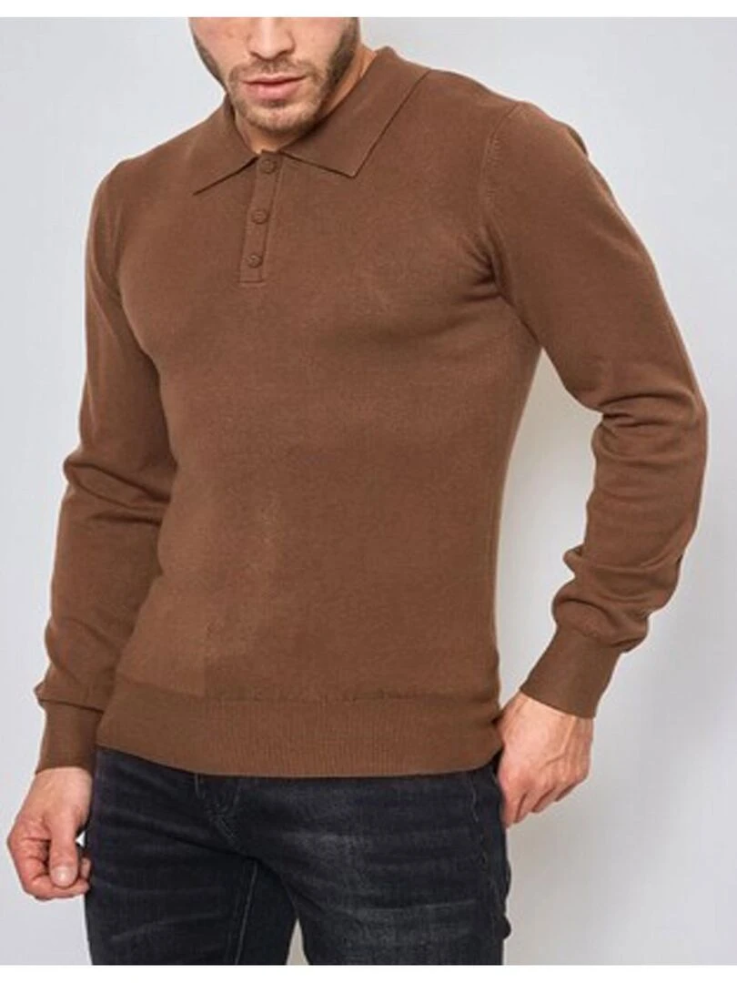 Pull col polo Kebello Marron