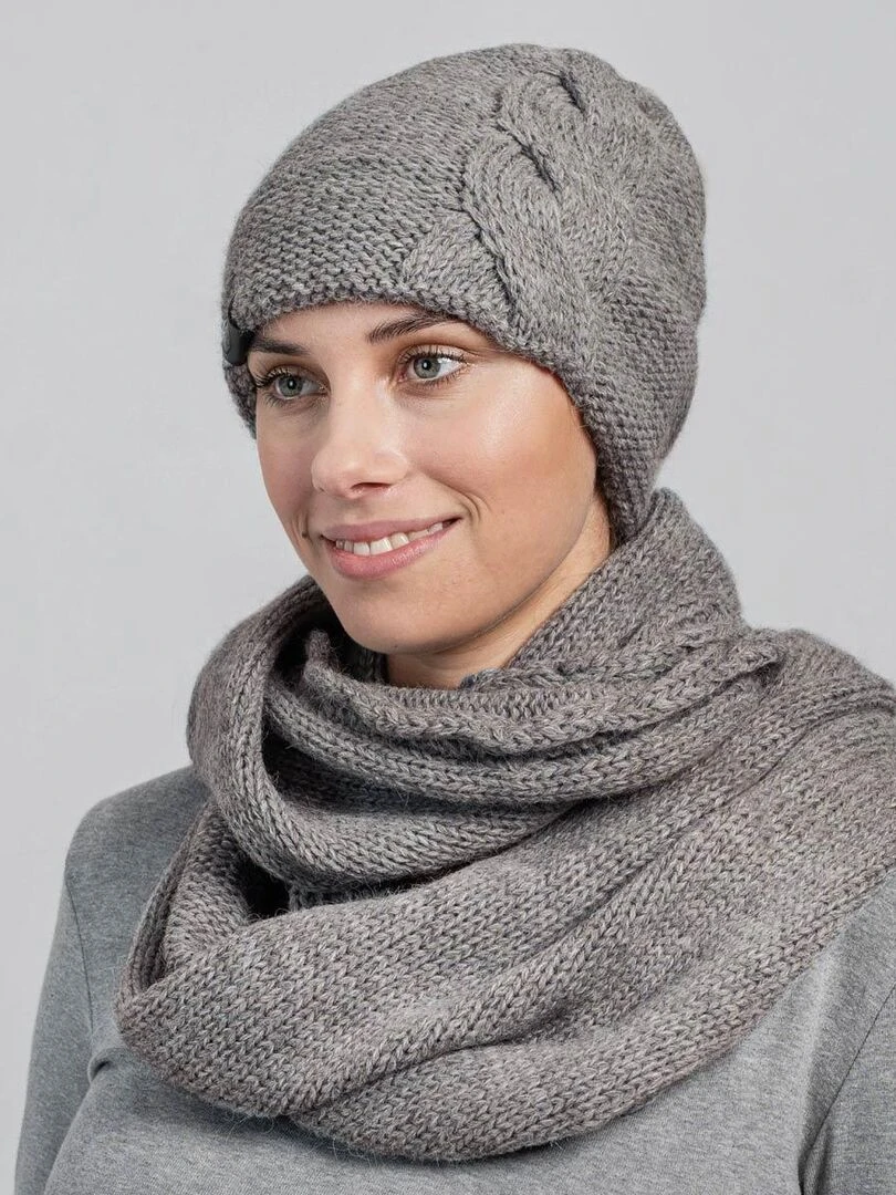Ensemble Snood Bonnet Moyna Made in UE Gris foncé