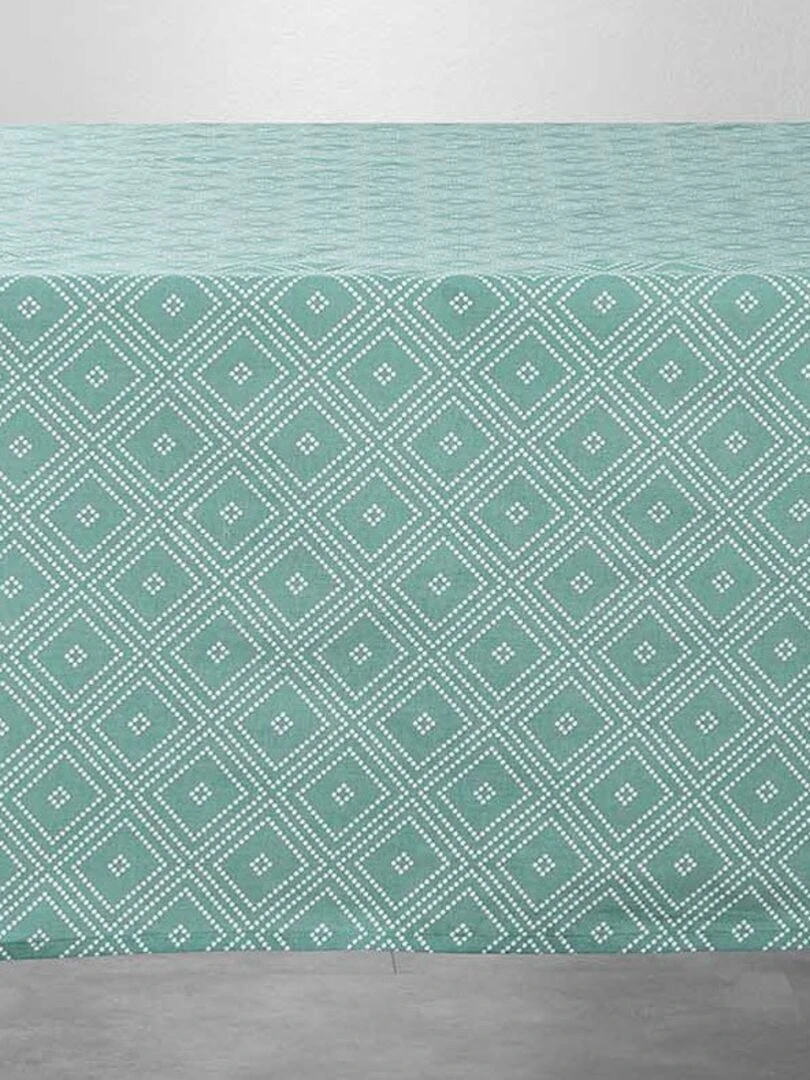 Nappe rectangulaire 140x240 cm Idylle menthe polycoton Bleu