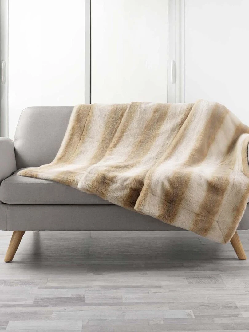 Plaid imitation fourrure animale Beige