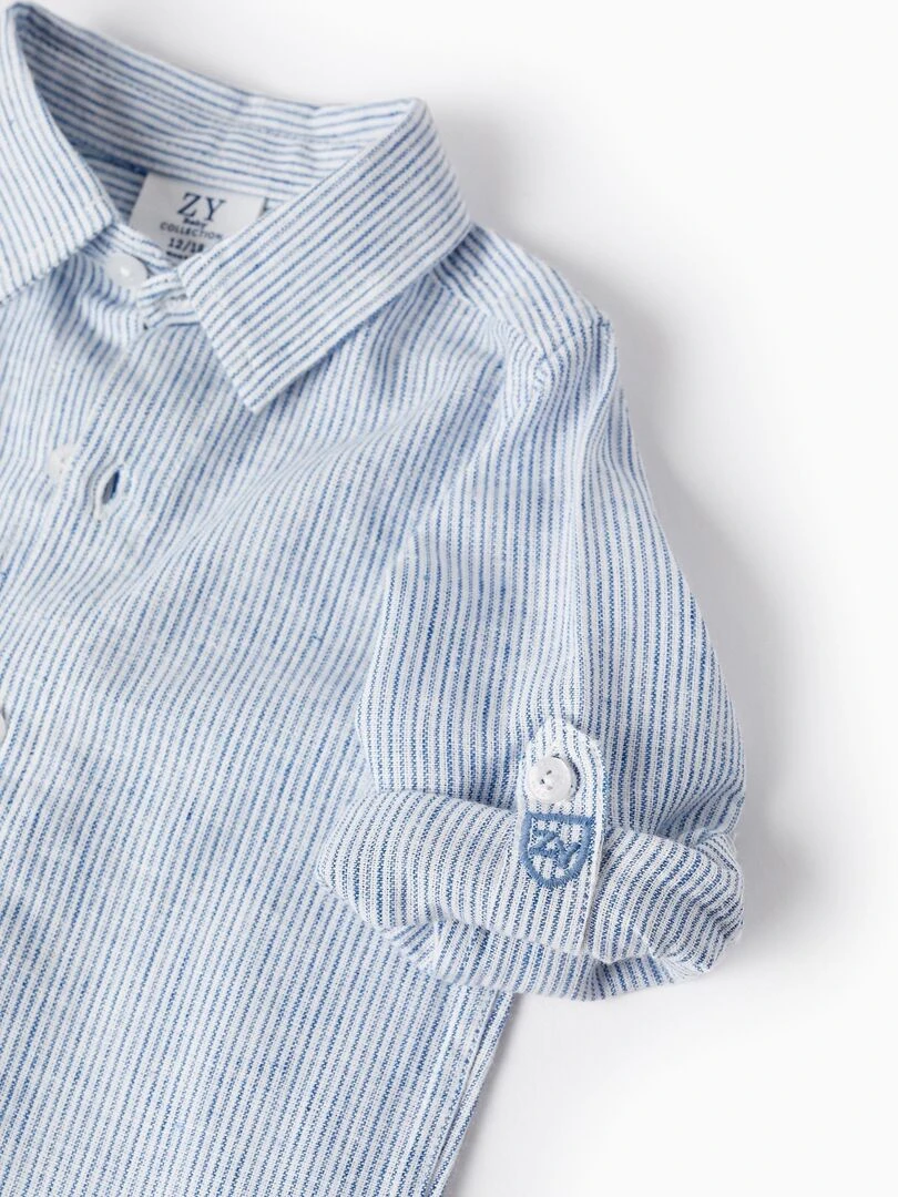 Chemise à rayures classique à manches longues pour bébé garçon manches longues LETS PARTY   Bleu