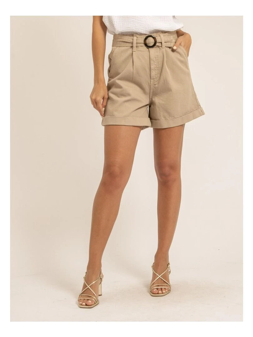 Short taille haute avec ceinture XOLBANE Beige