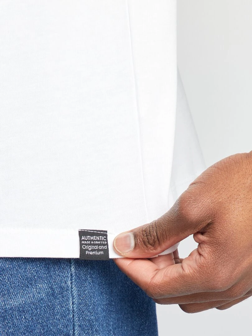 T shirt en coton uni   blanc