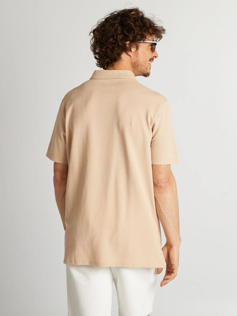 Polo uni texturé   Beige