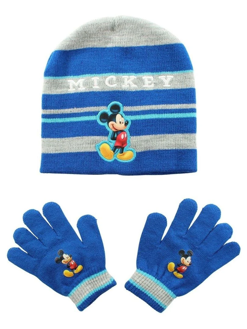 Disney Bonnet gant garçon Imprimé Mickey Bleu