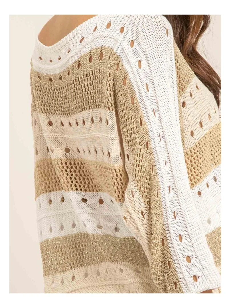 Pull léger maille ajourée KARLA   Beige