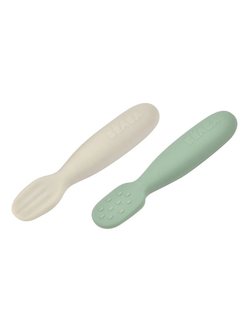 Lot de 2 pré cuillères en silicone sage green/velvet grey Vert