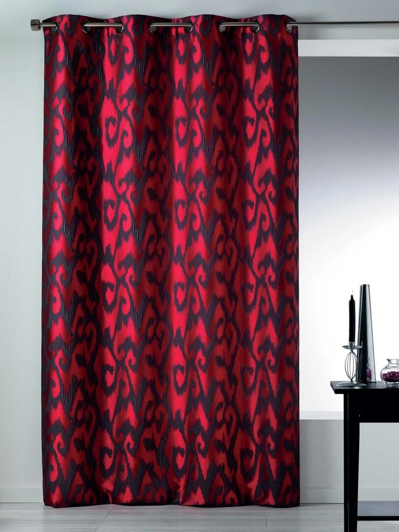 Rideau en Jacquard à Imprimés Baroques Rose framboise