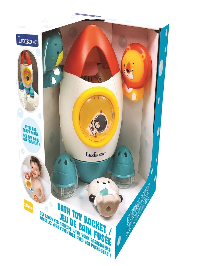 Set De Jeu De Bain Fusée Avec 3 Animaux Souples Transparent