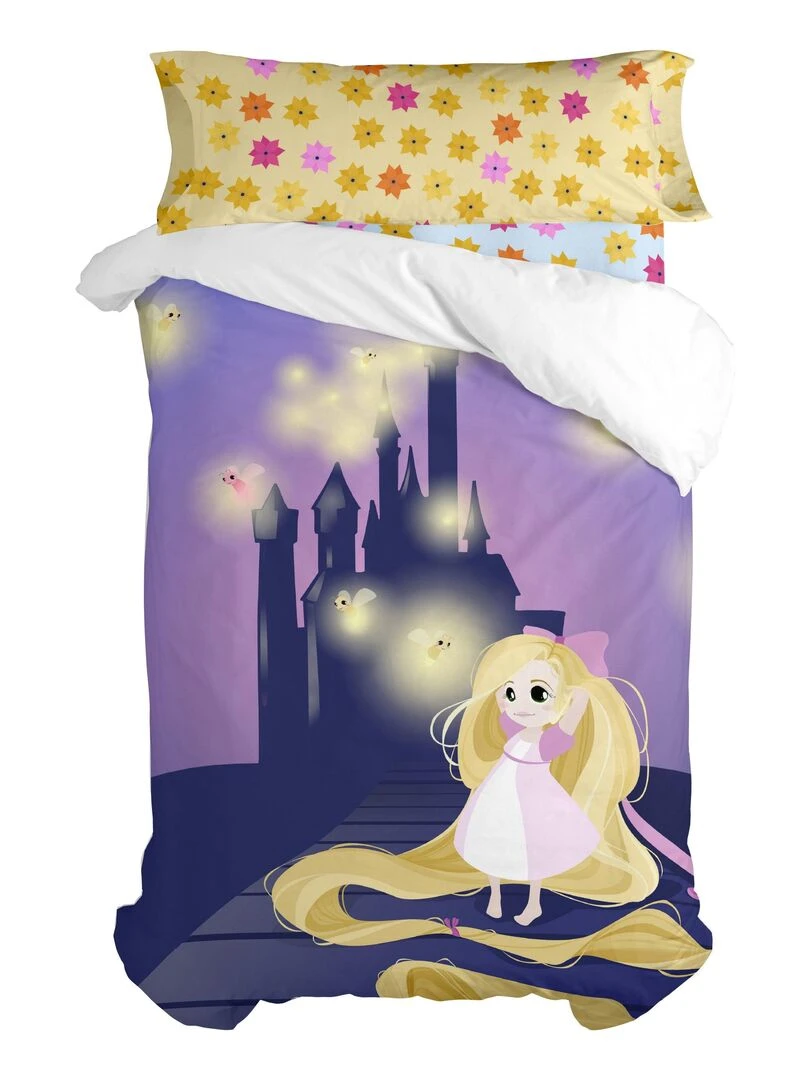 Parure housse de couette 2 pièces Long braid "Happyfriday"   Jaune