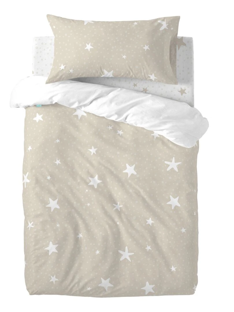 Parure housse de couette 2 pièces Little star "Happyfriday"   Beige